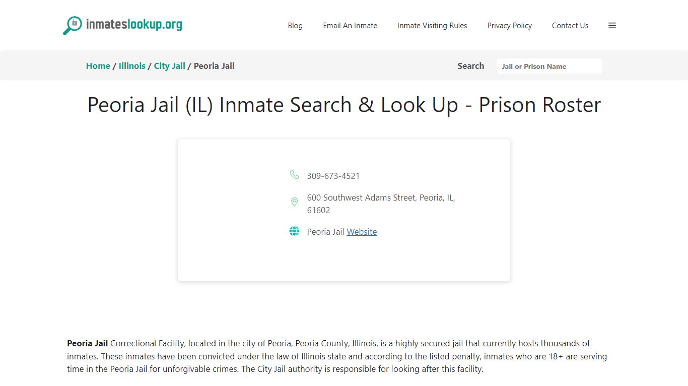 Peoria Jail (IL) Inmate Search & Look Up - Prison Roster
